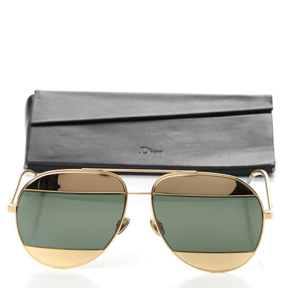 Christian Dior Metal Split 1 Aviator Sunglasses Gold 7 of 7