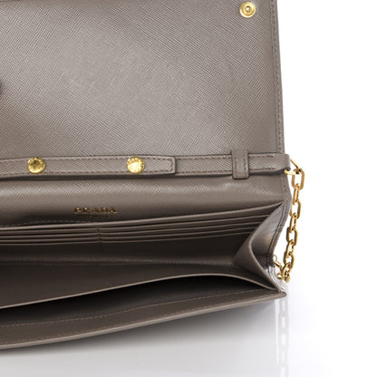 Prada Saffiano Metal Oro Chain Wallet Argilla 5 of 9