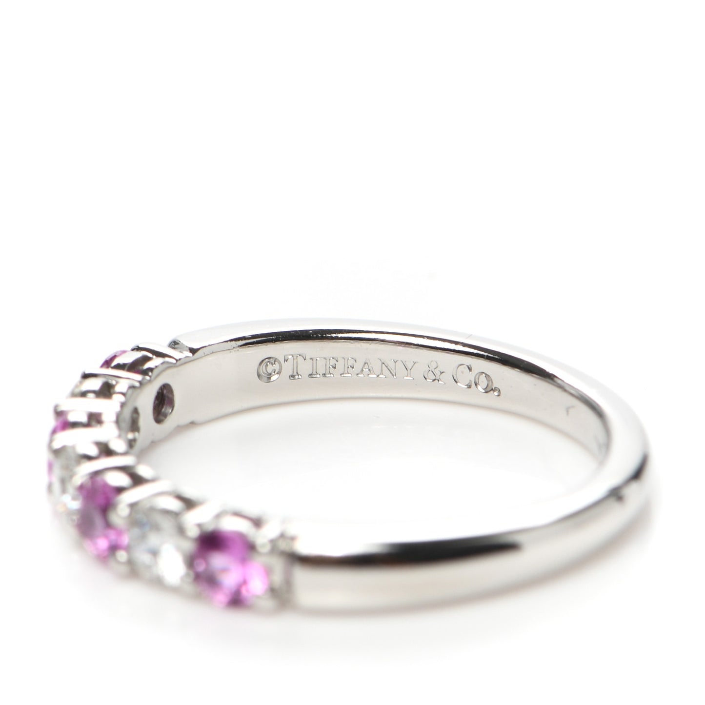 Platinum Diamond Pink Sapphire 3mm Embrace Half Circle Ring 51 5.75