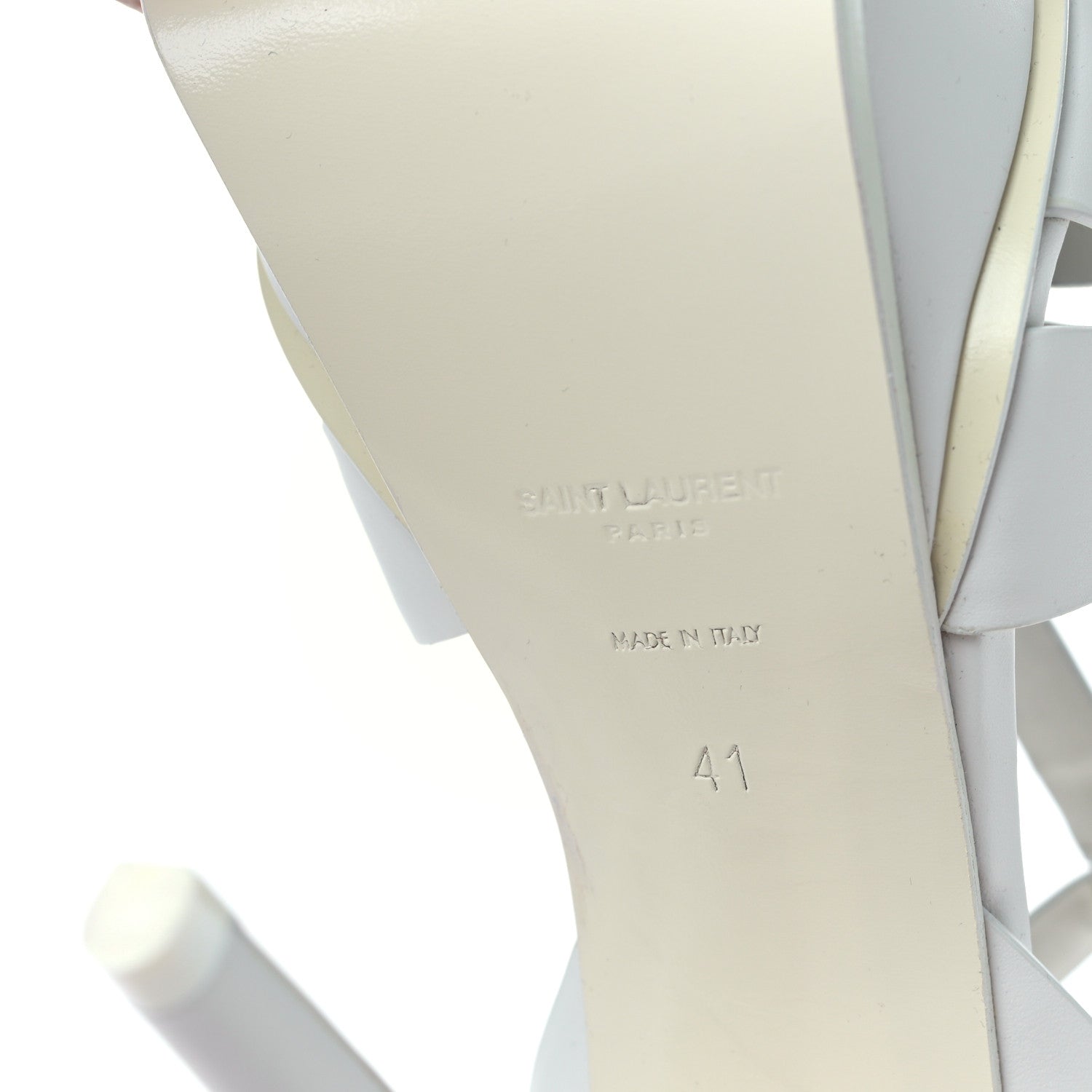 Saint Laurent Calfskin Tribute 105 Platform Sandals 41 Porcellana 6 of 8