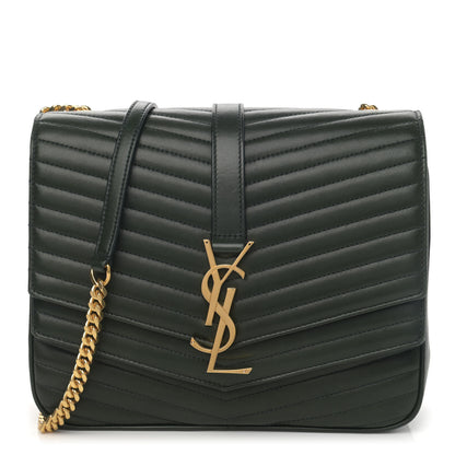 Saint Laurent Lambskin Matelasse Chevron Monogram Medium Sulpice Bag Black 1 of 16