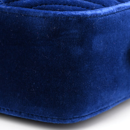 Gucci Velvet Matelasse Small GG Marmont Chain Shoulder Bag Cobalt 10 of 10