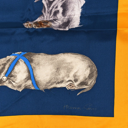 Hermes Silk Les Bassets Scarf 70 Marine Sepia 2 of 3