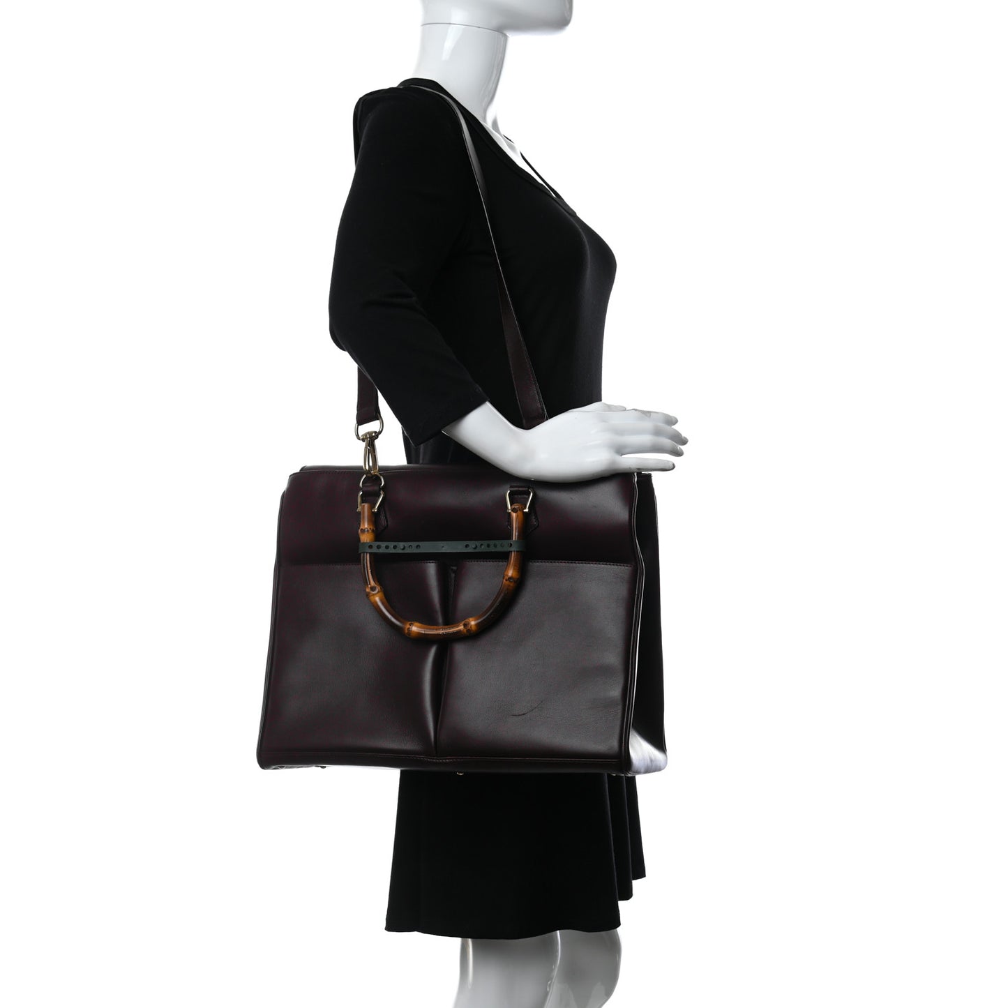 Calfskin Bamboo Tote Burgundy