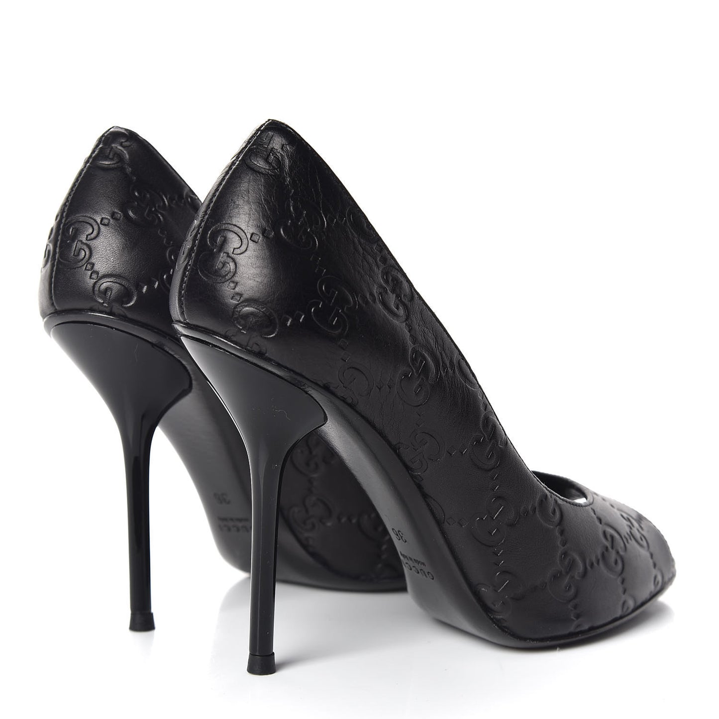Guccissima GG Peep Toe Heels 36 Black