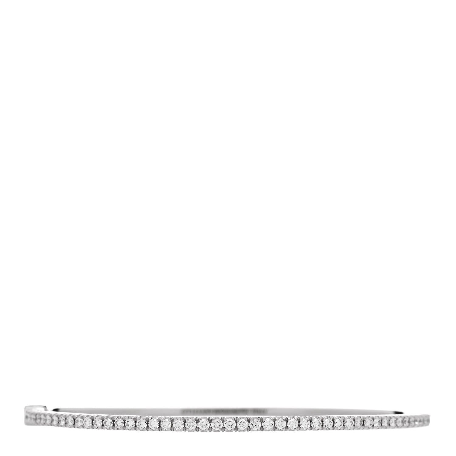 Tiffany 18K White Gold Diamond Metro Bangle Bracelet 1 of 4