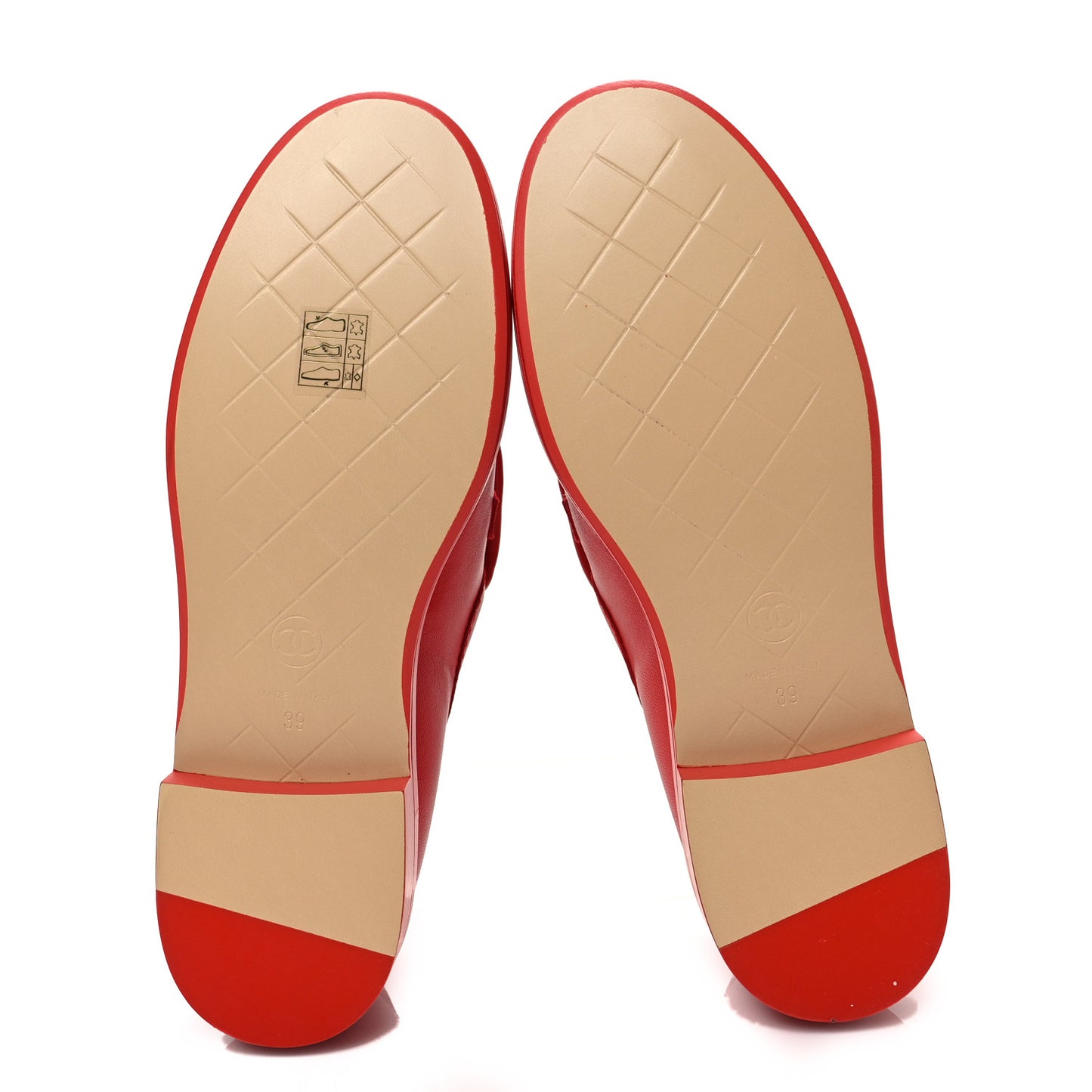 Lambskin Quilted CC Turnlock Loafers 39 Red