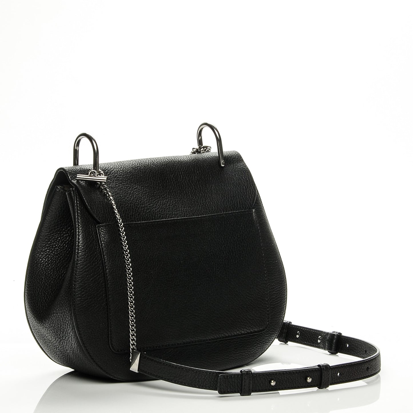Grained Lambskin Medium Drew Shoulder Bag Black