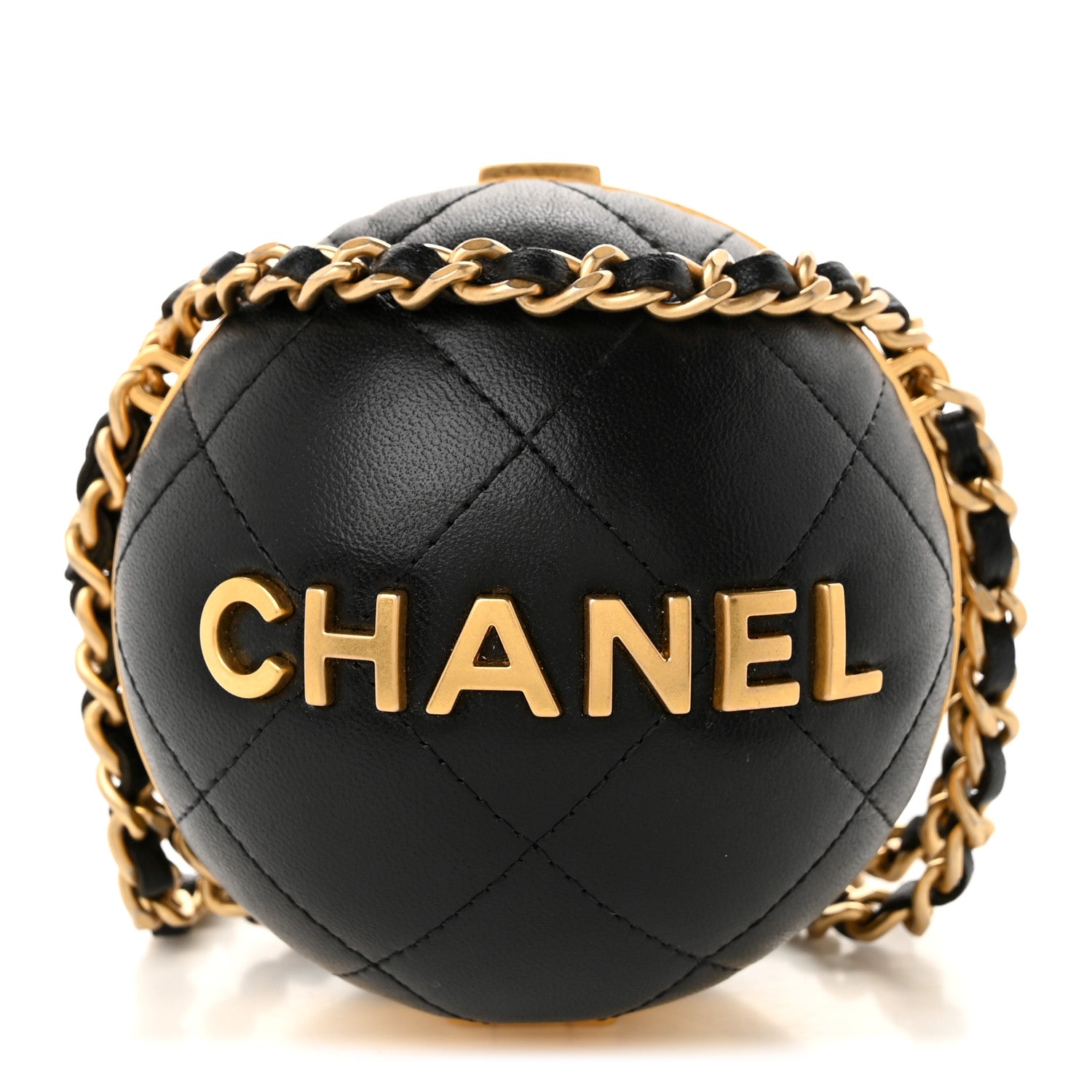Chanel Lambskin Quilted Sphere Minaudiere Chain Clutch Black 1 of 10