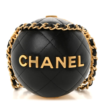 Chanel Lambskin Quilted Sphere Minaudiere Chain Clutch Black 1 of 10