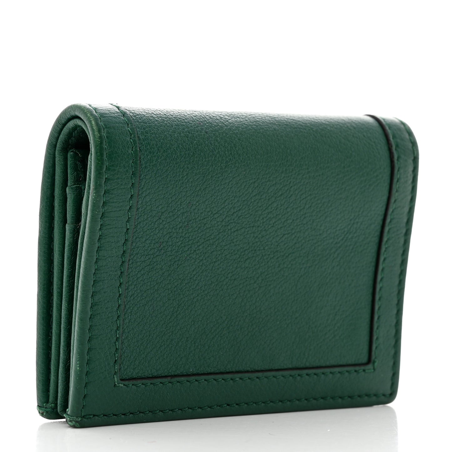 Wonka Grain Calfskin Diana Card Case Wallet Emerald