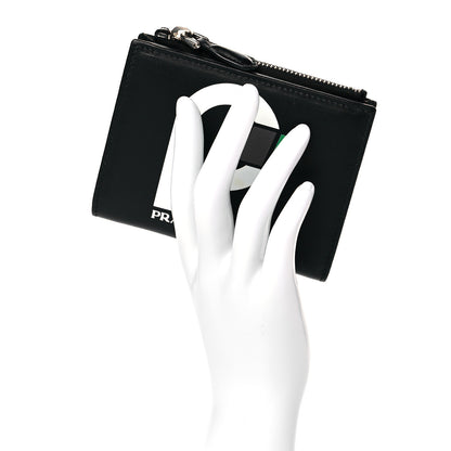 Prada Calfskin Racing Logo Wallet Black Green 2 of 9