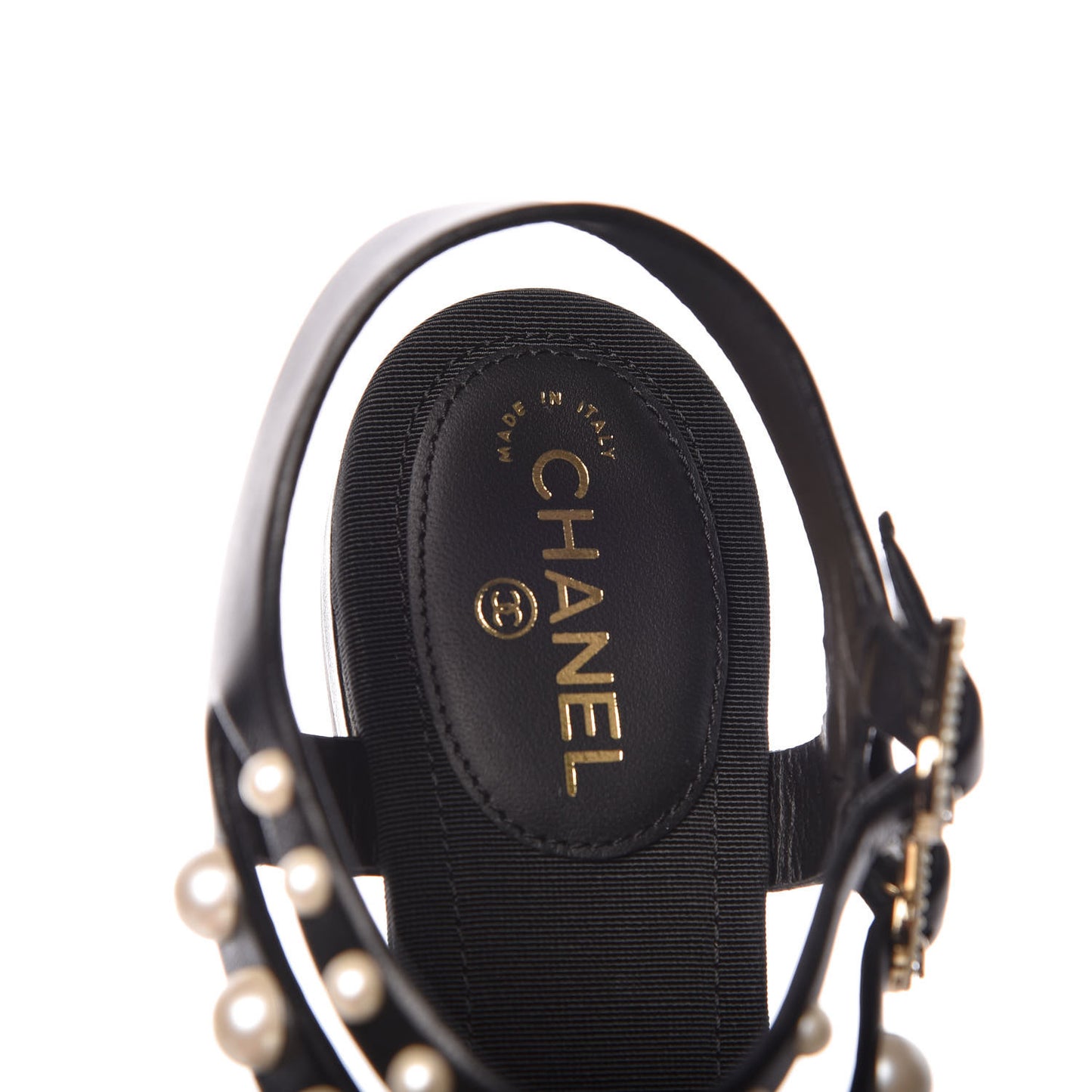 Lambskin Pearl Thong Sandals 35.5 Black