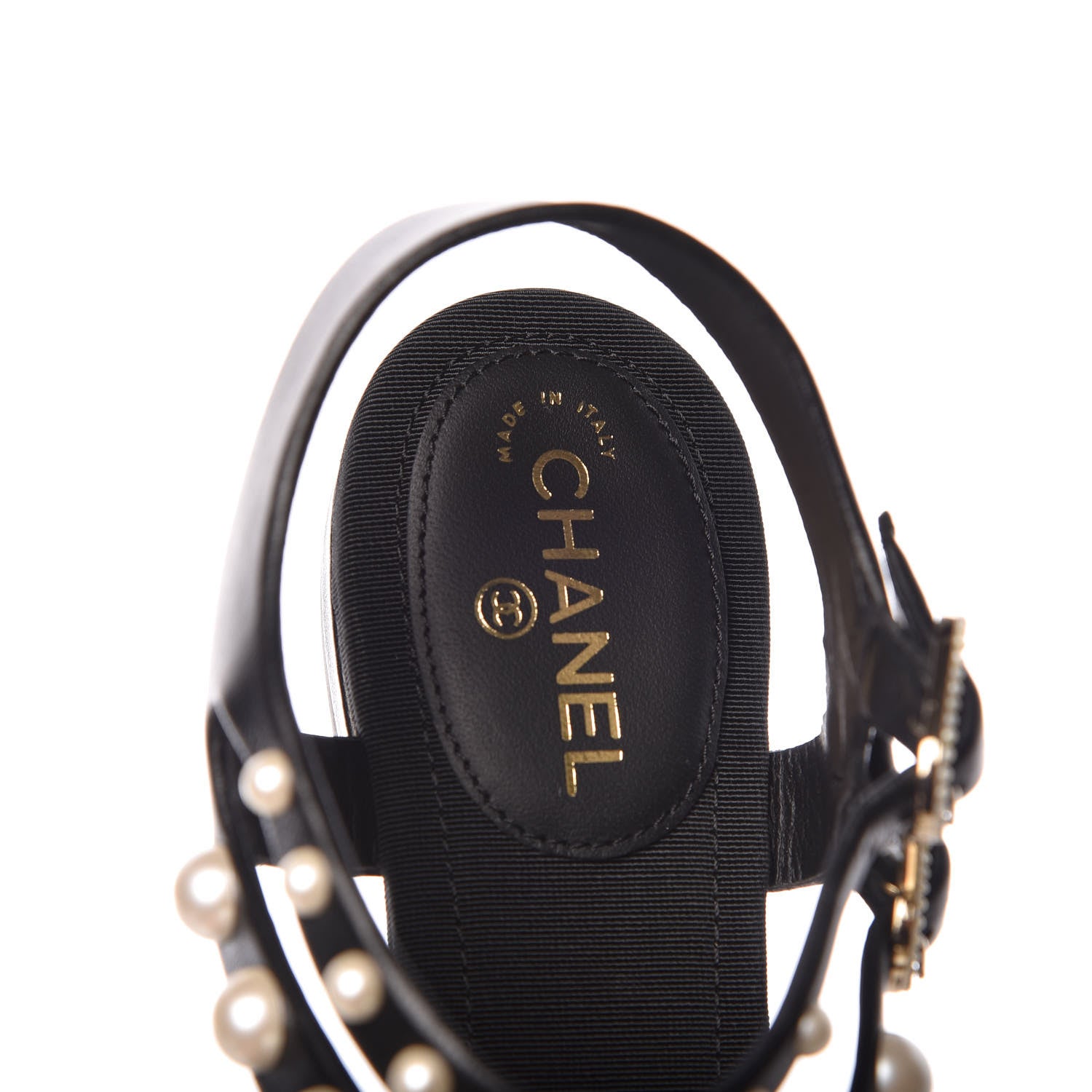 Chanel Lambskin Pearl Thong Sandals 35.5 Black 7 of 9