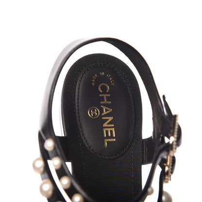 Chanel Lambskin Pearl Thong Sandals 35.5 Black 7 of 9