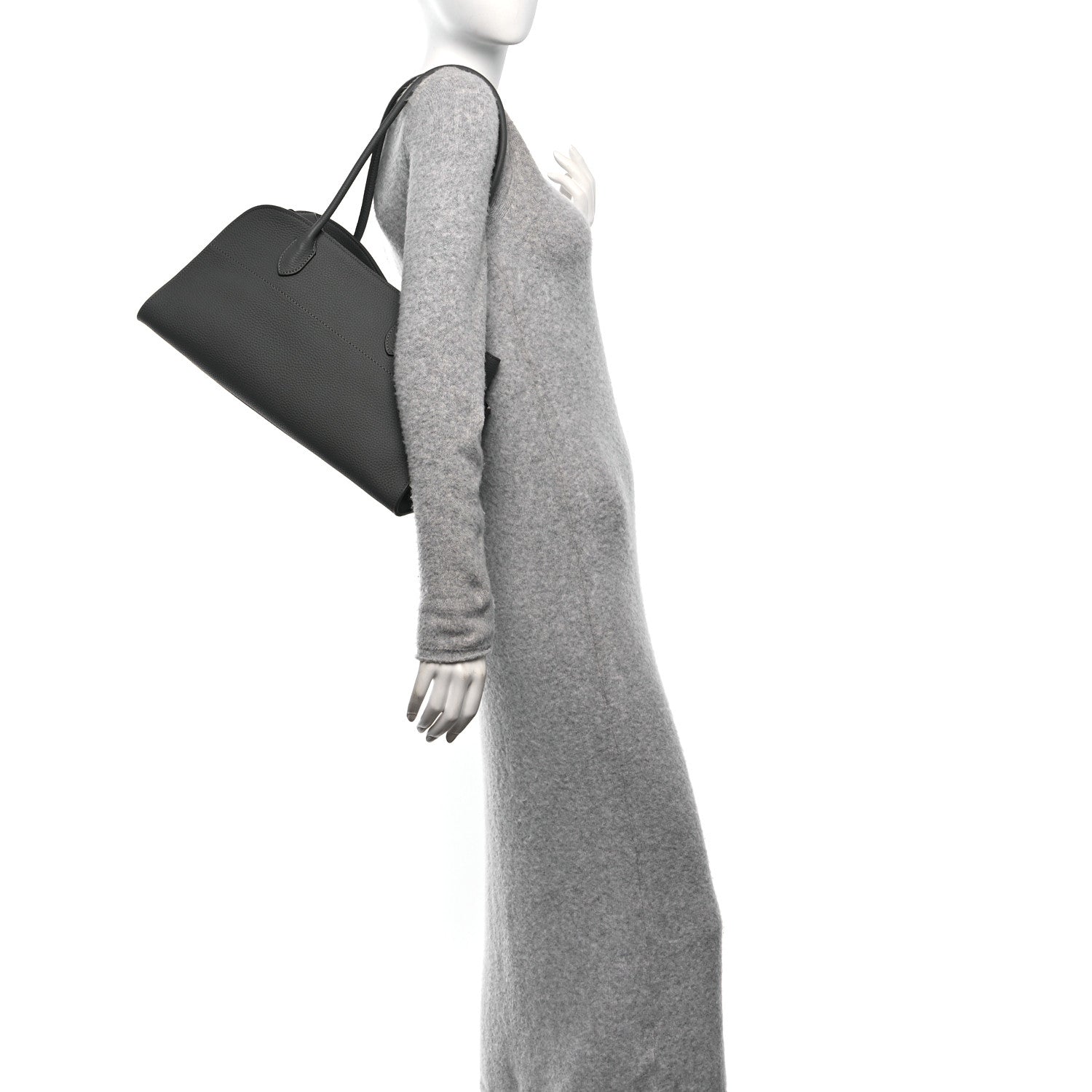 The Row Grained Calfskin Margaux Shoulder 12 Timouse Grey 2 of 10