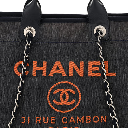 Chanel Denim Medium Deauville Tote Blue Orange 8 of 12
