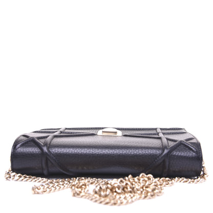 Christian Dior Grained Calfskin Diorama Wallet on Chain Pouch Black 10 of 14