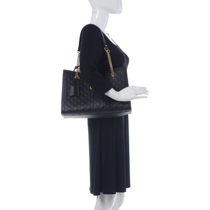 Gucci Guccissima Medium Padlock Tote Black 2 of 10