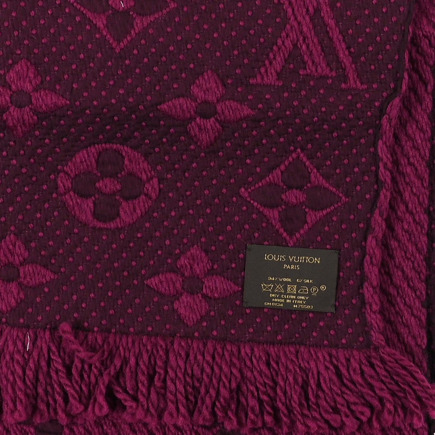Wool Silk Logomania Scarf Cherry