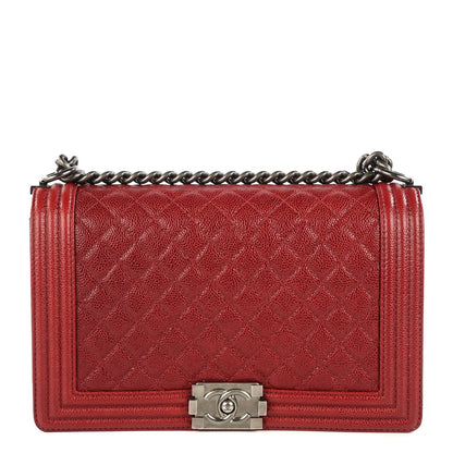 Chanel Caviar Quilted New Medium Boy Flap Dark Red 1 of 8