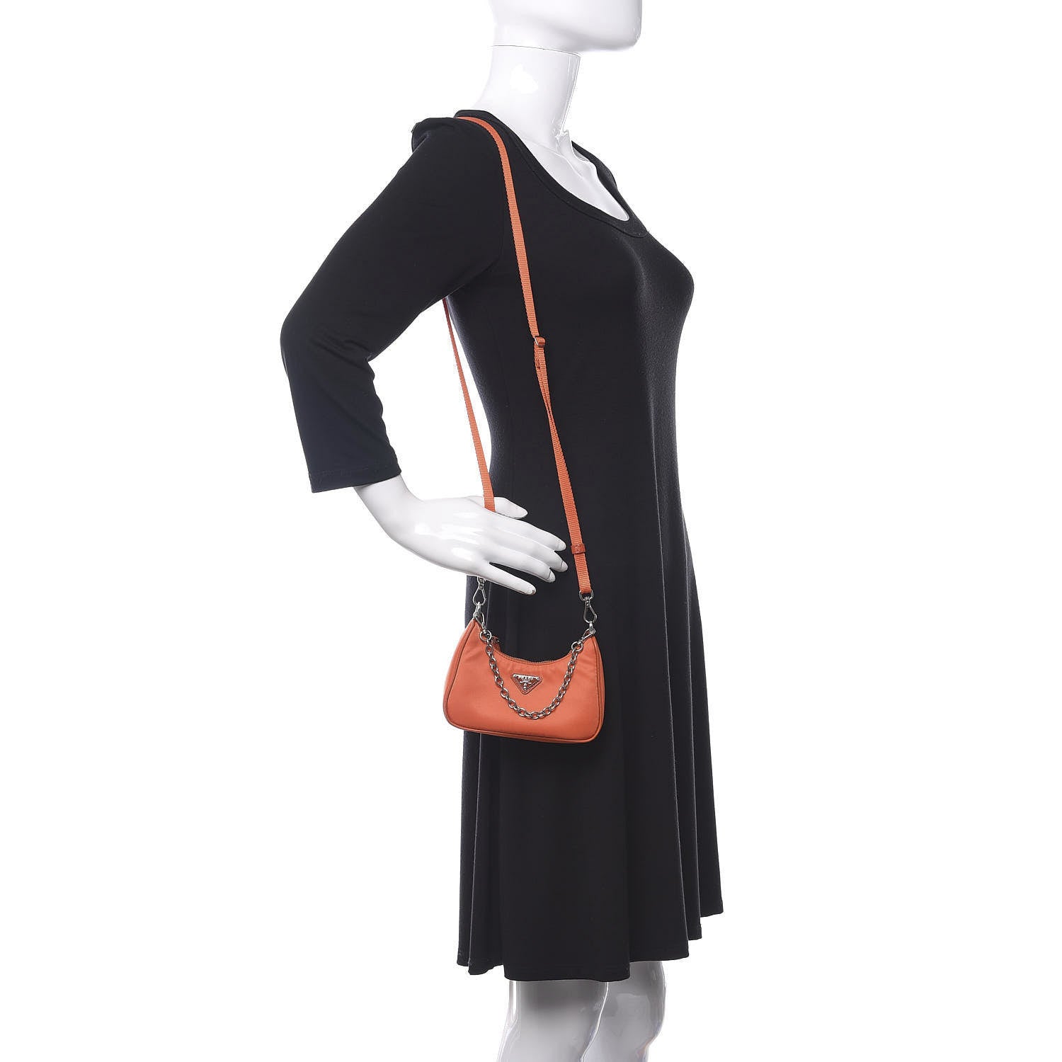 Prada Tessuto Nylon Saffiano Mini Re-Edition 2000 Shoulder Bag Arancio 2 of 10