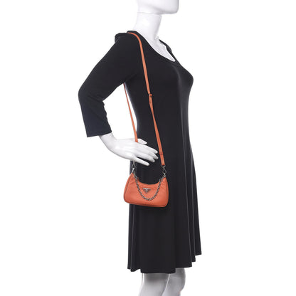 Prada Tessuto Nylon Saffiano Mini Re-Edition 2000 Shoulder Bag Arancio 2 of 10