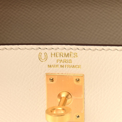 Hermes Epsom Bi-Color Horseshoe Kelly Sellier 25 Craie Trench 6 of 11