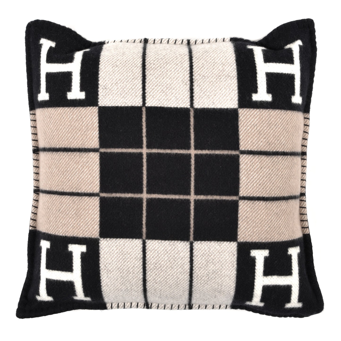 Wool Cashmere Avalon III Pillow PM Ecru Black