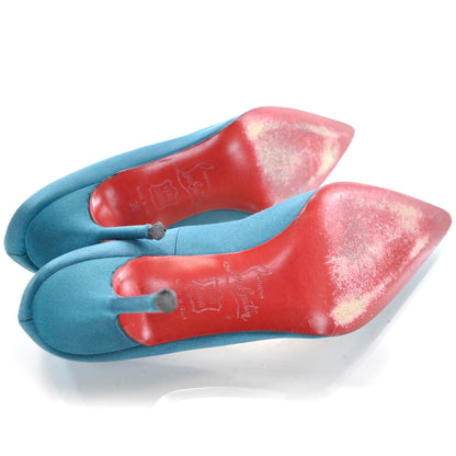 Christian Louboutin Satin Pigalle 85 Pumps 36 Teal 6 of 7