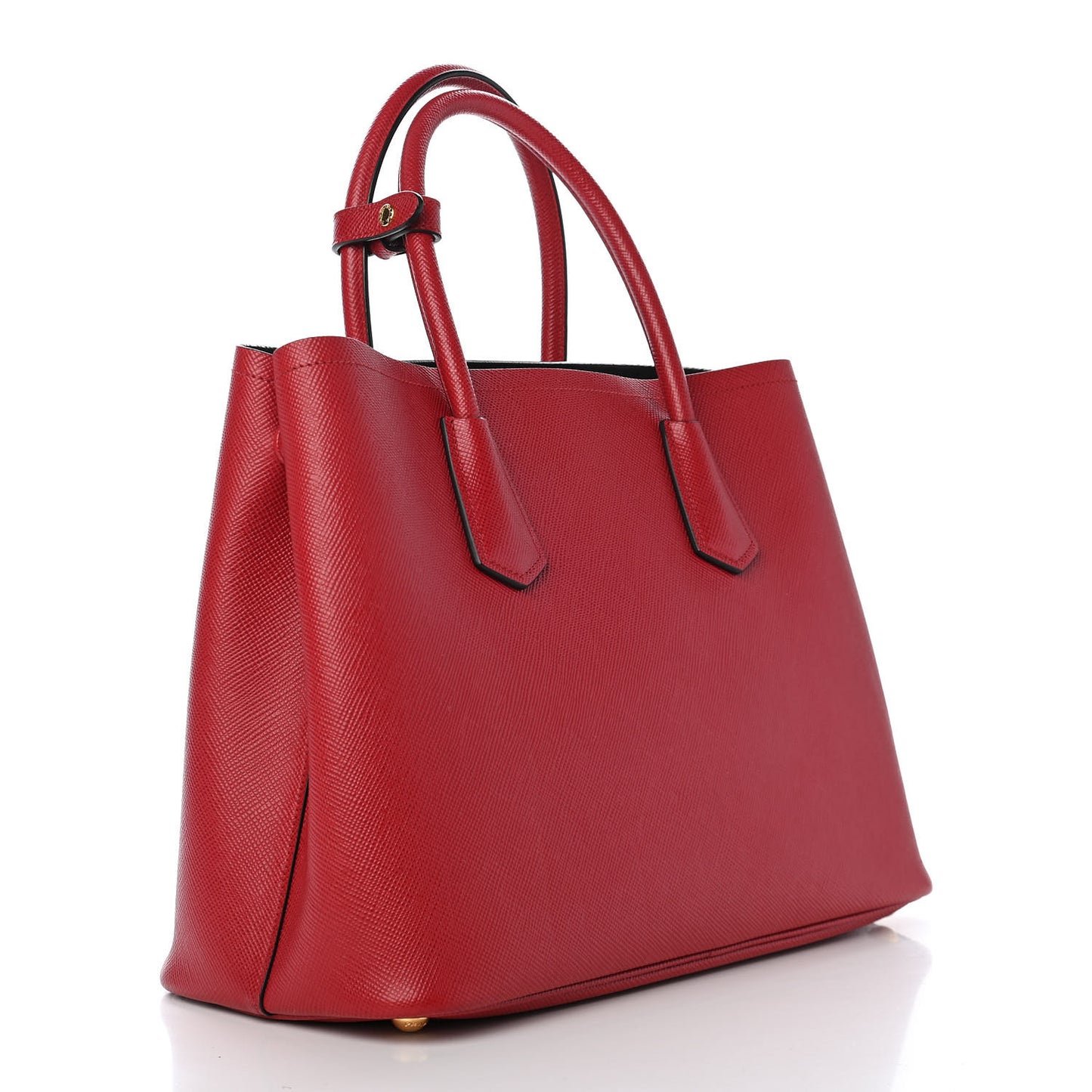 Saffiano Cuir Large Double Bag Fuoco Black