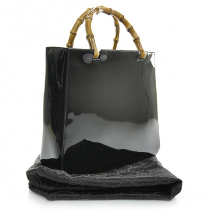 Gucci Patent Leather Bamboo Handbag Black 3 of 10