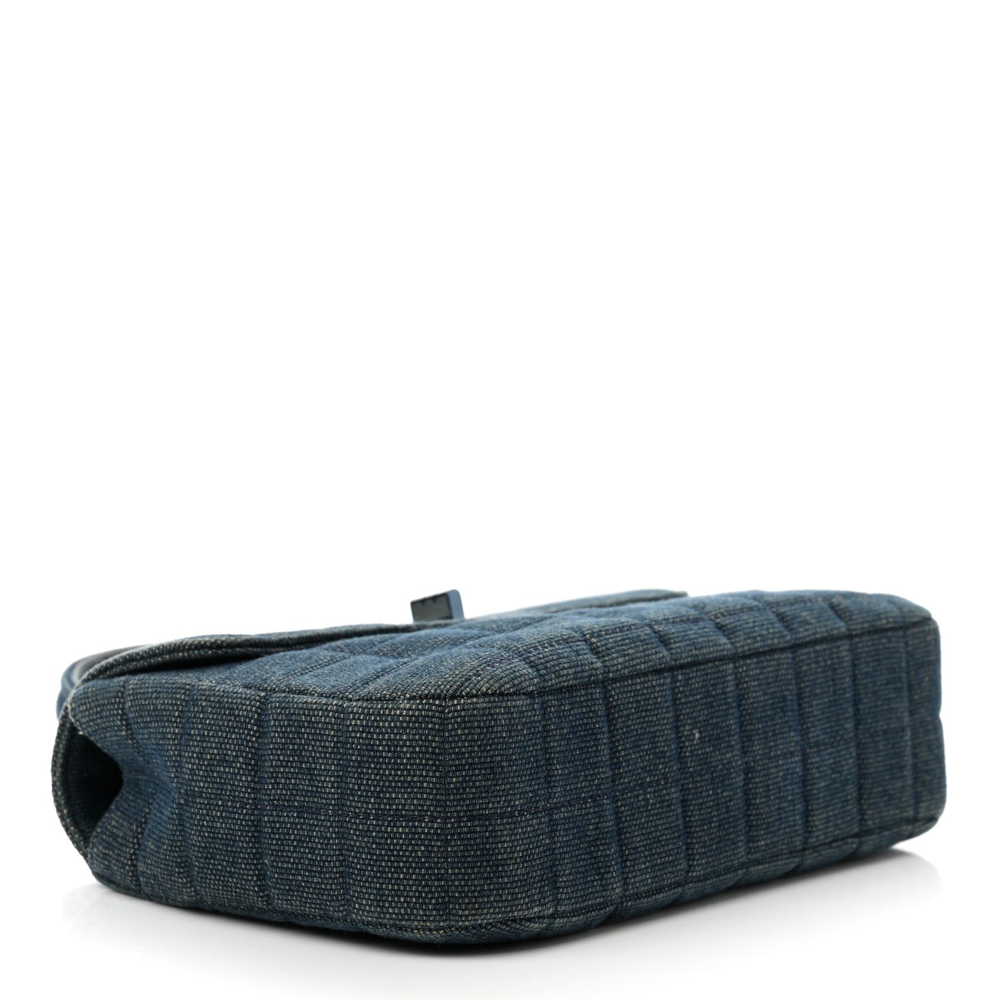 Denim Quilted Chocolate Bar Mademoiselle Top Handle Bag