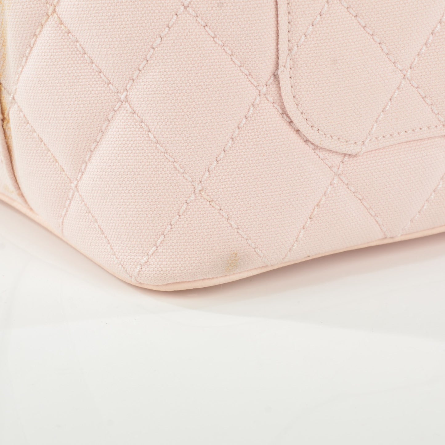 Canvas Caviar Tassel Tote Light Pink