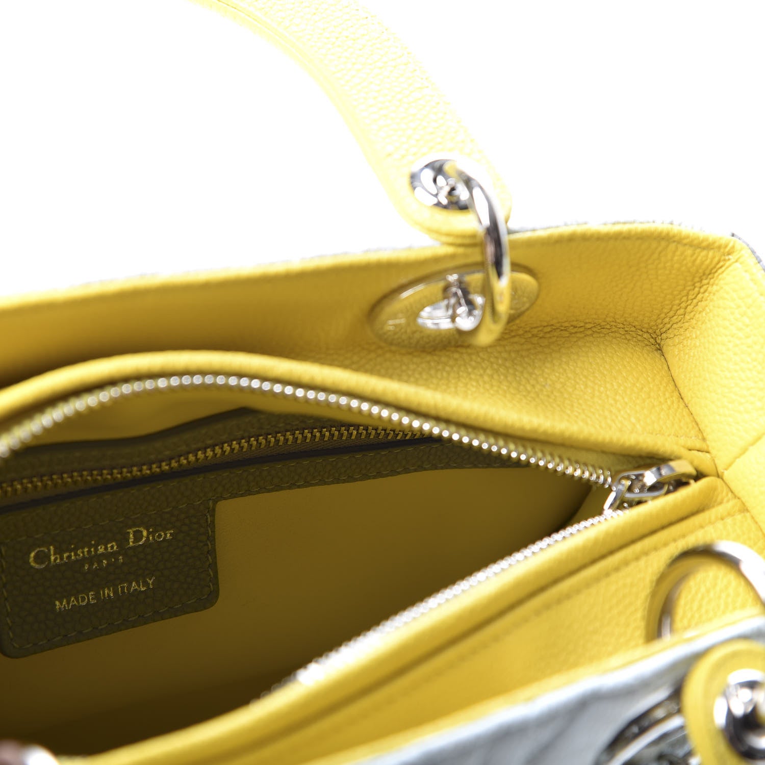 Christian Dior Lambskin Cannage Medium Tri-Color Lady Dior White Grey Yellow 4 of 10