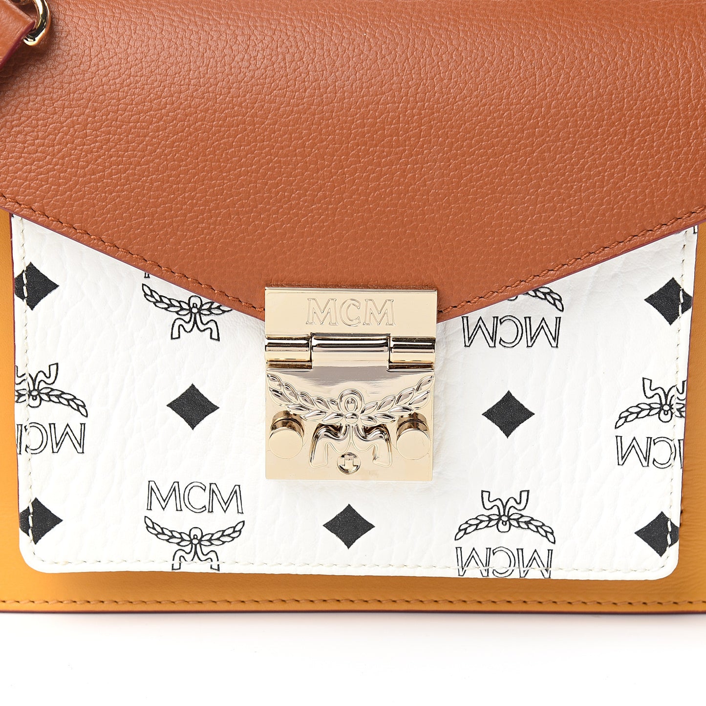 Visetos Small Patricia Satchel Cognac White