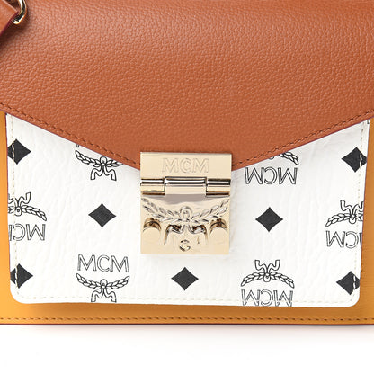 MCM Visetos Small Patricia Satchel Cognac White 9 of 9