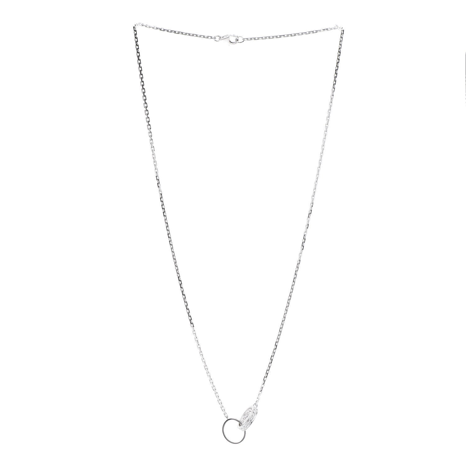 Cartier 18K White Gold Diamond Interlocking LOVE Necklace 3 of 5