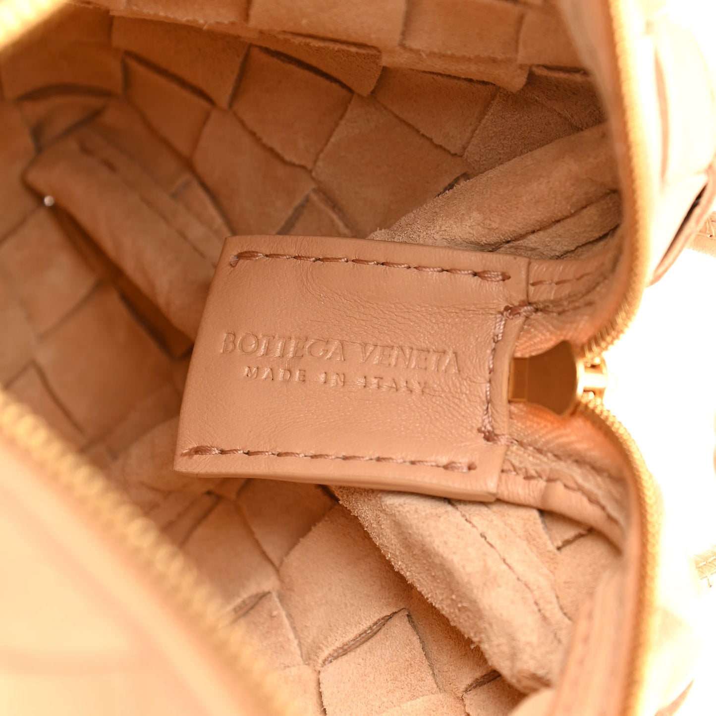 Nappa Intrecciato Mini Loop Camera Bag Almond