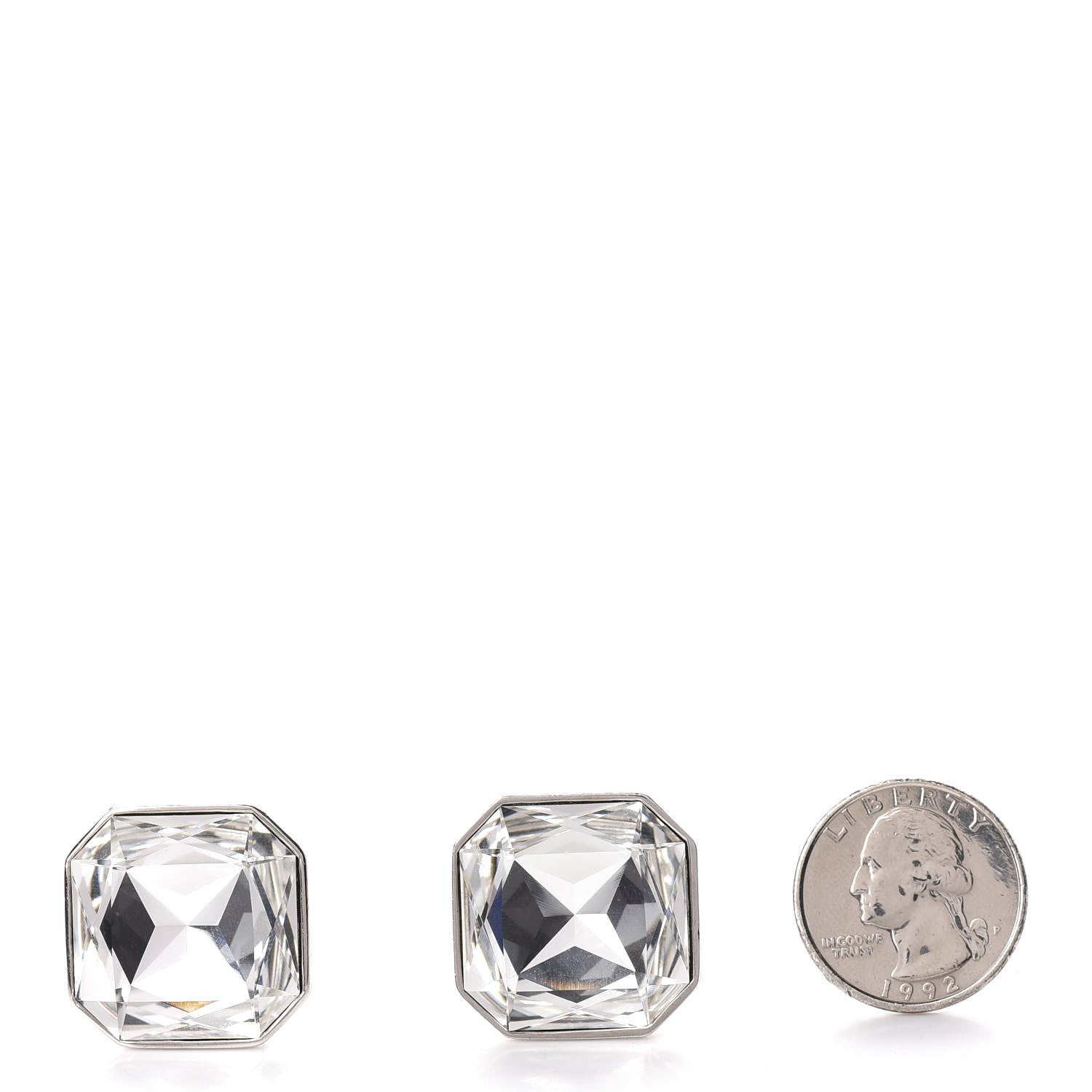 Saint Laurent Crystal Smoking Clip On Earrings Silver 2 of 5