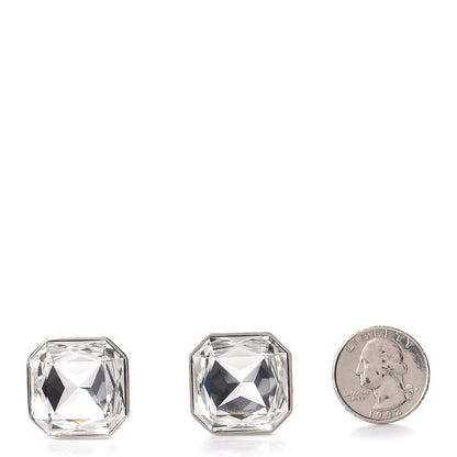 Saint Laurent Crystal Smoking Clip On Earrings Silver 2 of 5