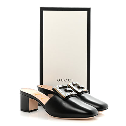 Gucci Malaga Kid Crystal Square G Madelyn 60mm Mules 37.5 Black 10 of 10