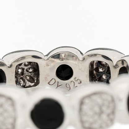 David Yurman Sterling Silver Pave Diamond Onyx Eternity Ring 54 7 4 of 4