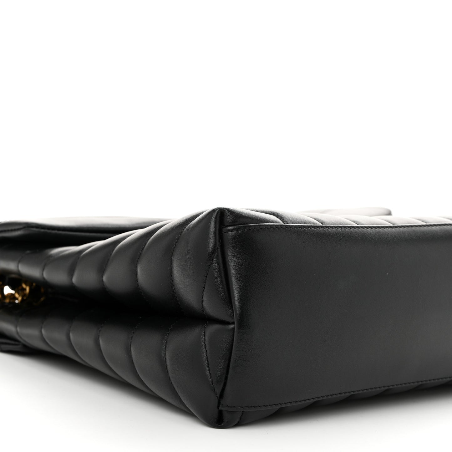 Calfskin Y Quilted Monogram Medium Loulou Chain Satchel Black