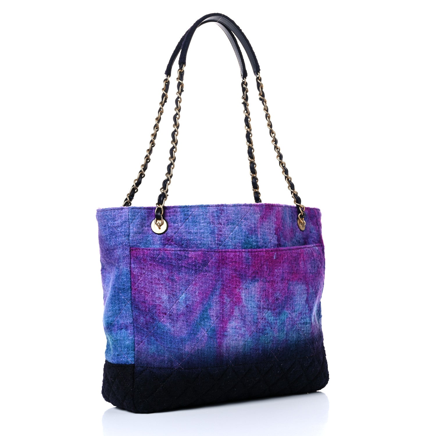 Chanel Wool Tweed CC Tote Purple Black Blue 3 of 9