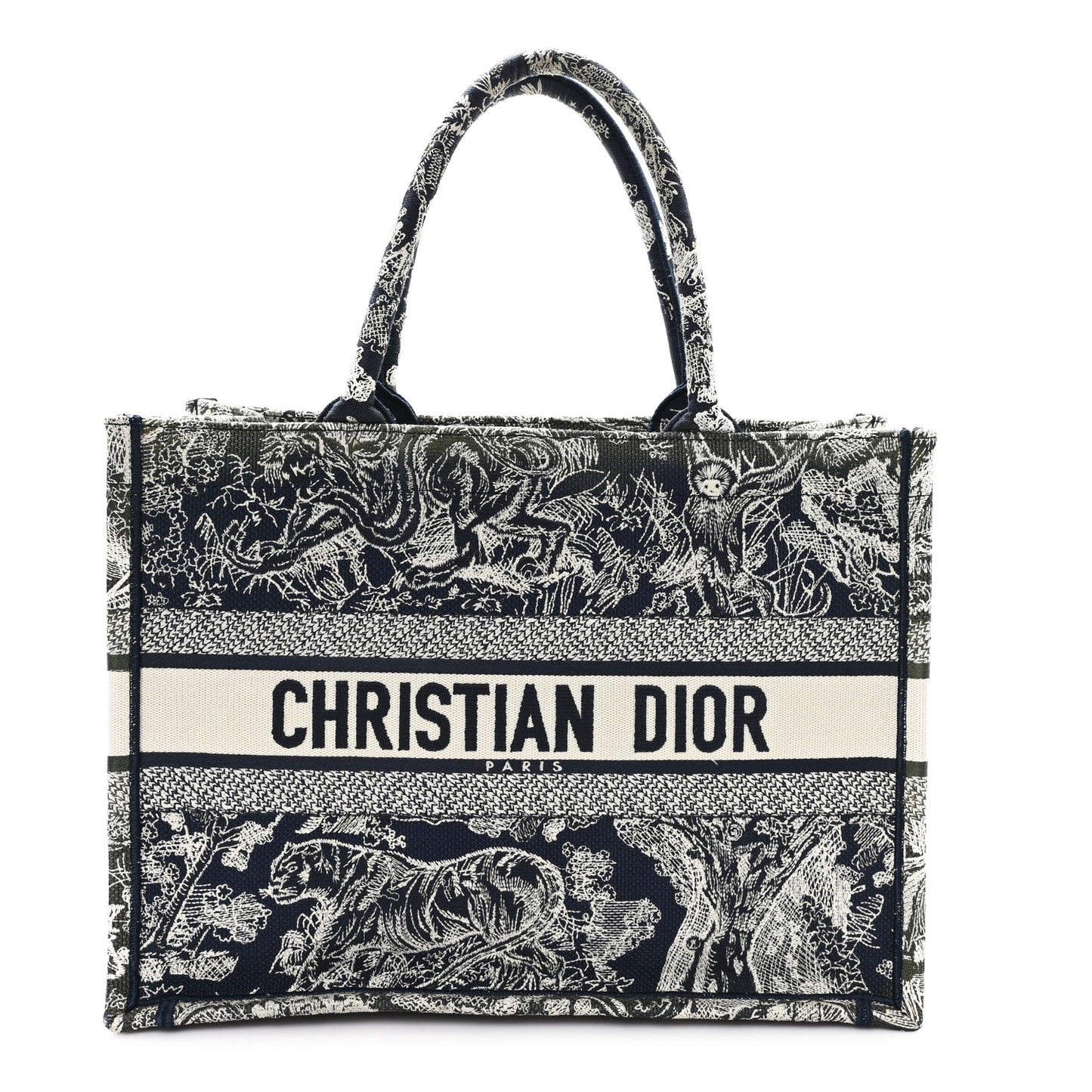 Canvas Embroidered Medium Dioriviera Toile De Jouy Book Tote Blue