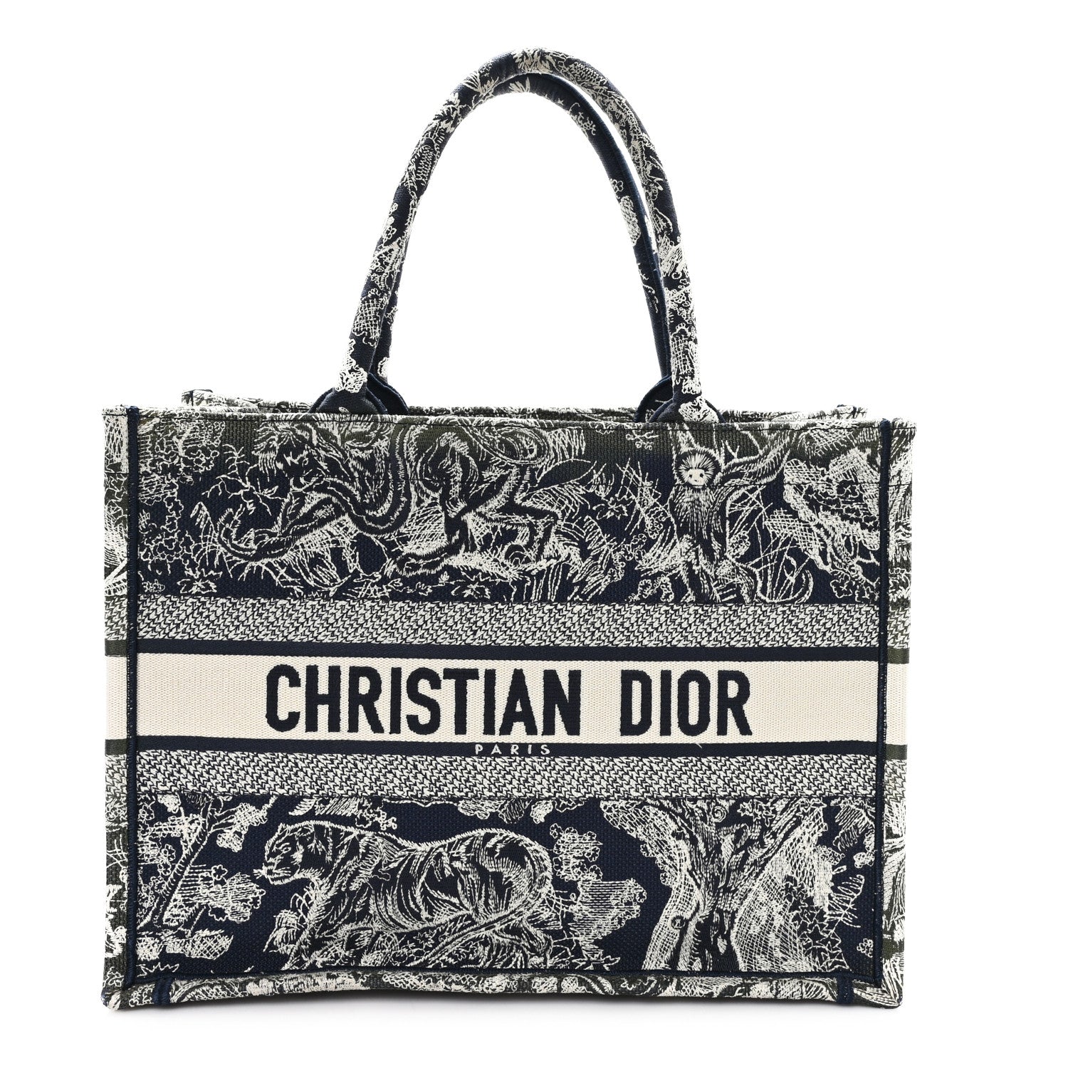 Christian Dior Canvas Embroidered Medium Dioriviera Toile De Jouy Book Tote Blue 1 of 13