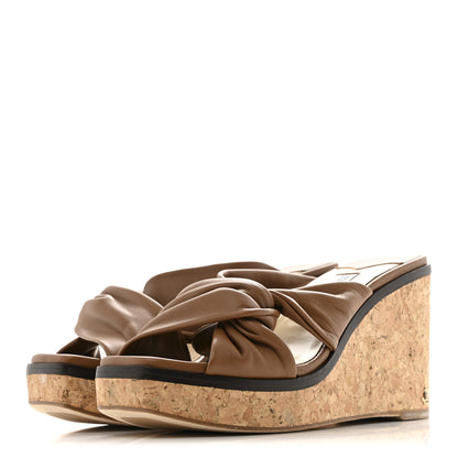 Jimmy Choo Soft Nappa Narisa 90 Wedge Mules 37.5 Cuoio 4 of 10
