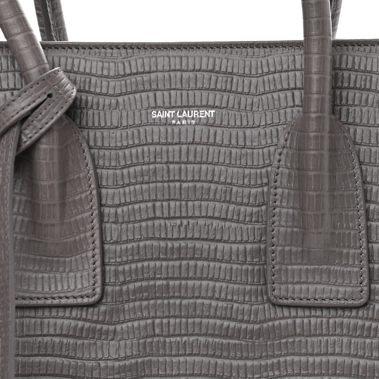 Saint Laurent Lizard Calfskin Embossed Small Sac De Jour Fog 8 of 12
