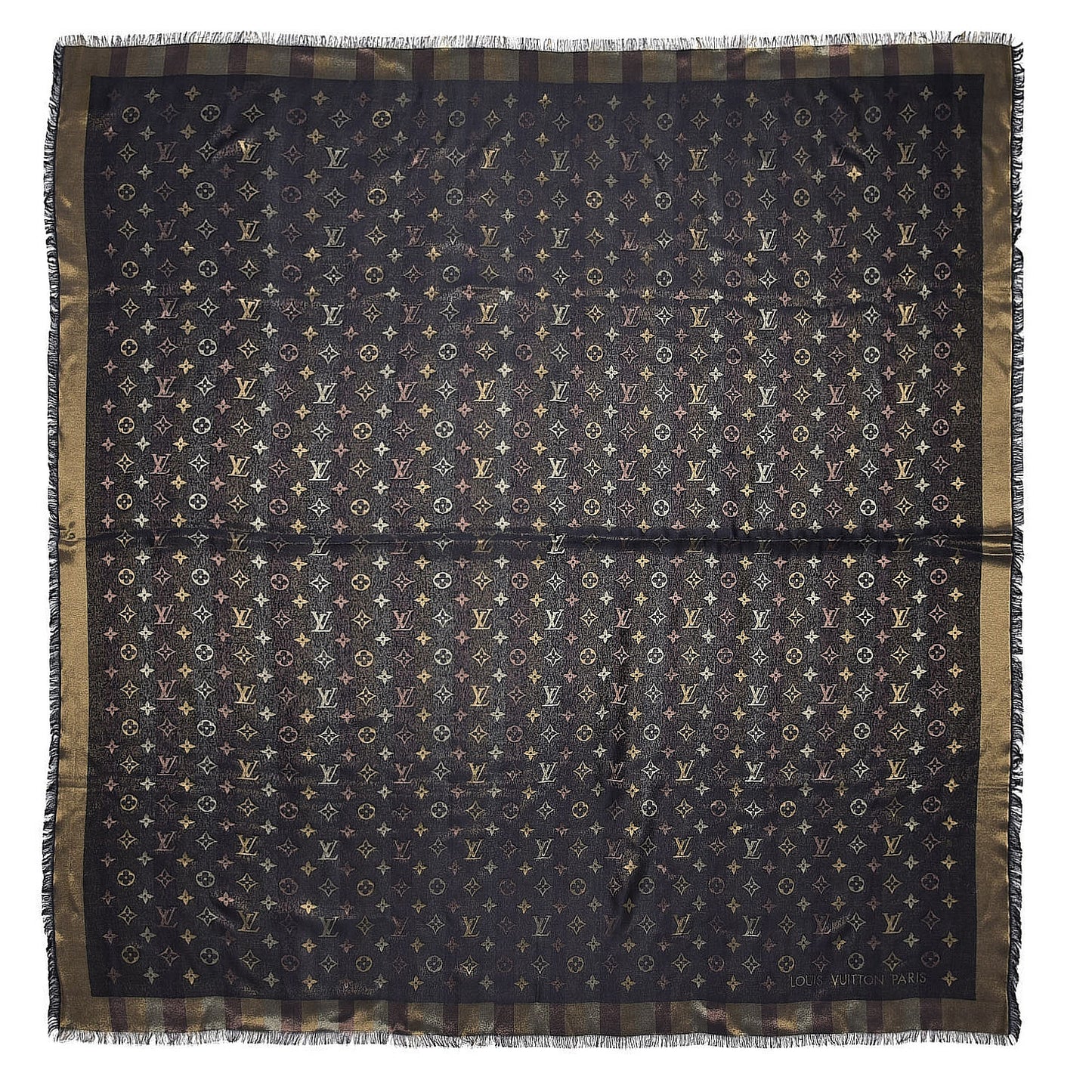 Silk Lurex Wool So Shine Monogram Shawl Black